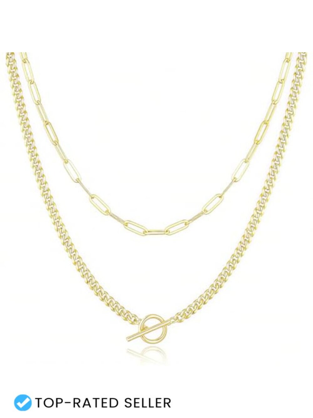 Dainty Layered Gold Plated Paperclip Chain Necklace Set for Women